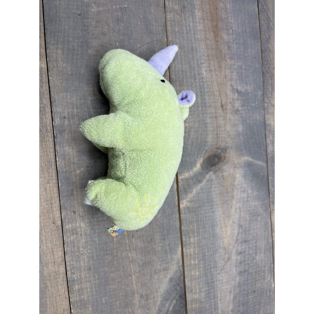 John Lennon Green Plush Rhino‎ Baby Rattle Stuffed Toy Carters Real Love 7.5"